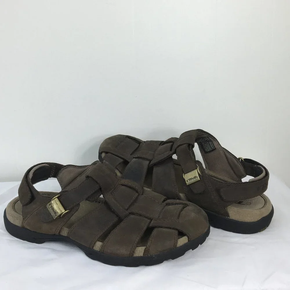 Teva Mens Hammer Leather Weave Fisherman Sandals Size 11 GREAT Pre-Owned